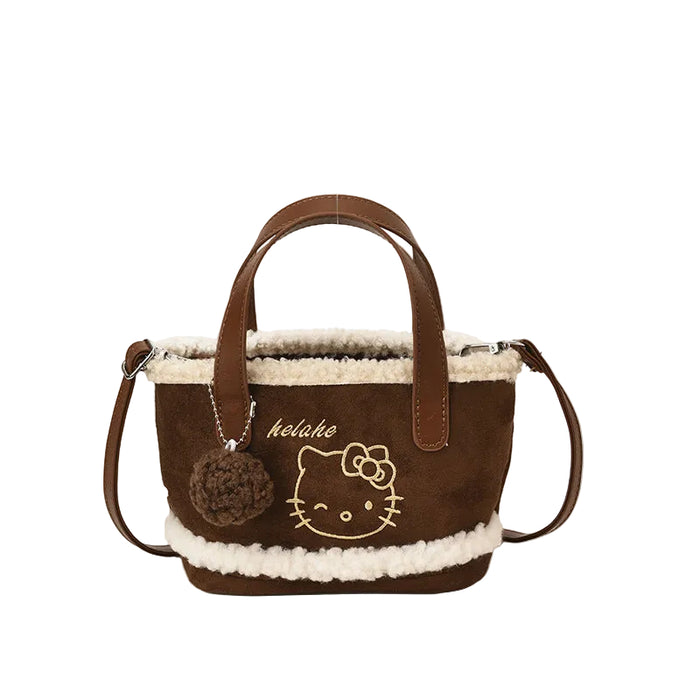 Wholesale Cute Cartoon Embroidered Velvet Crossbody Shoulder Bag for Kids