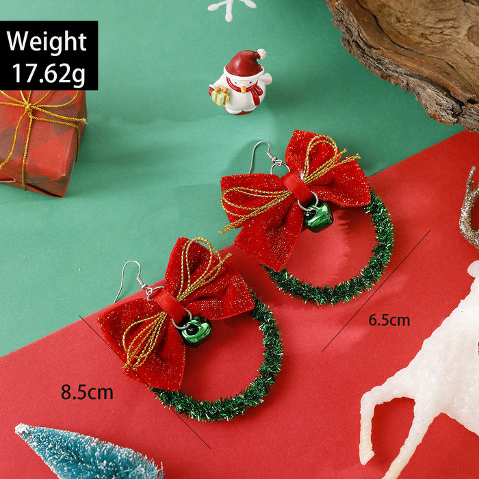 Wholesale Christmas tree bow color wreath earrings personality bell Christmas series earrings women