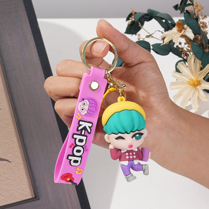 Wholesale Trendy K Pop Witch Girl Group Cartoon  PVC Keychain Backpack Pendant Bag Charm For Everyday Styling