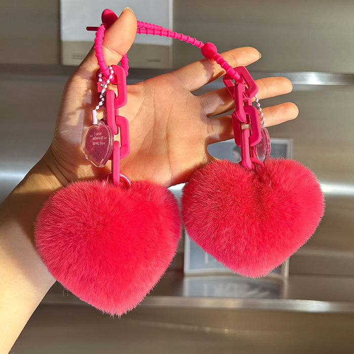 Wholesale Rabbit Fur Heart Car Keychains