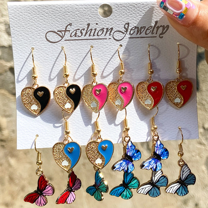 Wholesale Earrings Alloy Enamel Color Matching Love Butterfly Earrings Set JDC-ES-yseng005