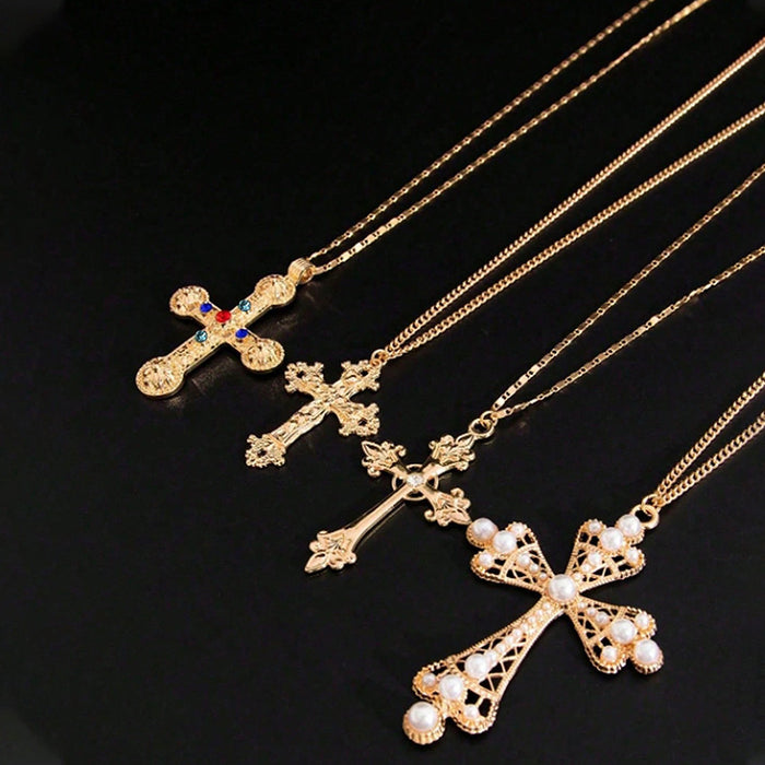 Wholesale Geometric cross necklace set