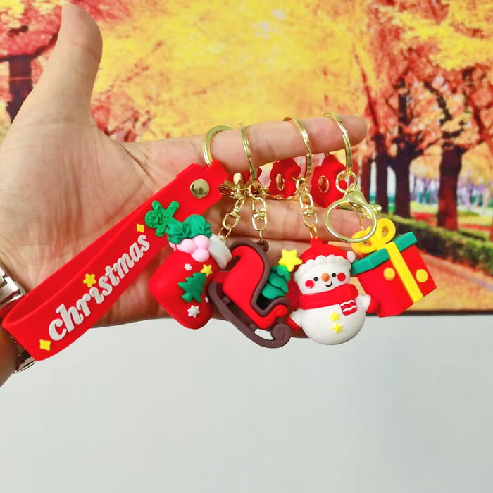 Wholesale Silicone Christmas Keychain Cute Cartoon Pendant