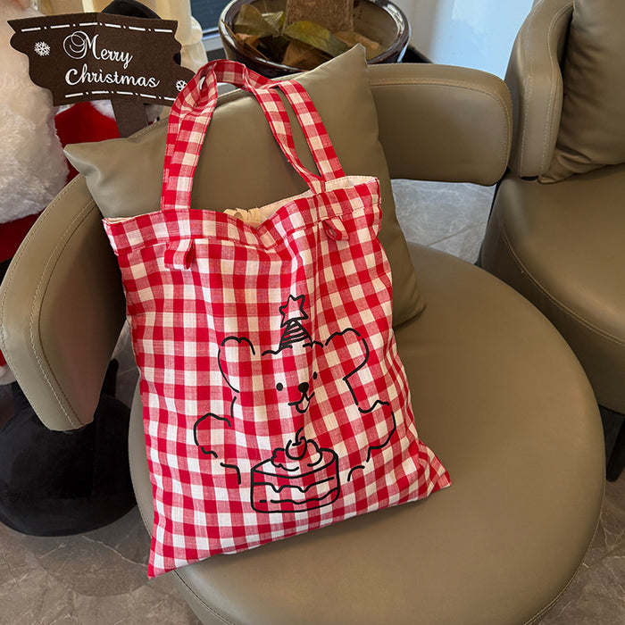 Wholesale Red grid shoulder bag, cute hand-held sail bag, large capacity commuting bag