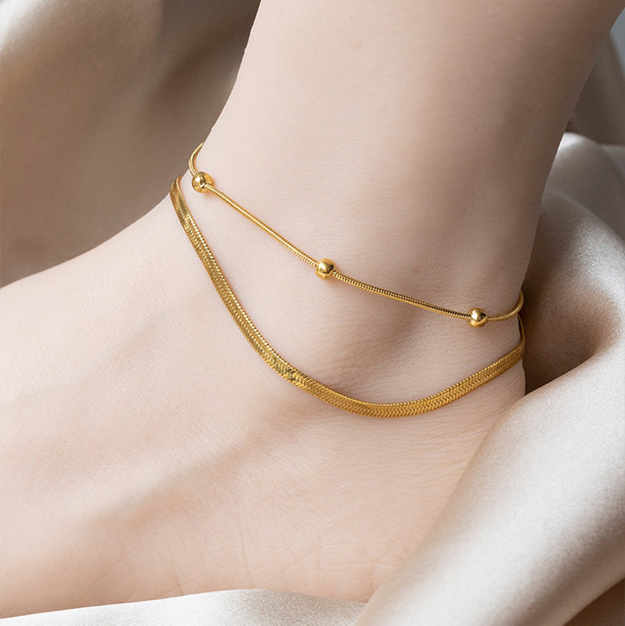 Wholesale 2pcs Simple and stylish  snake chain cross- hop jewelry chain set stainless steel chain necklace
