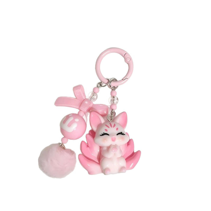Wholesale Resin Cartoon Nine-Tailed Fox Phone Pendant Cute Keychain Accessory for Girls