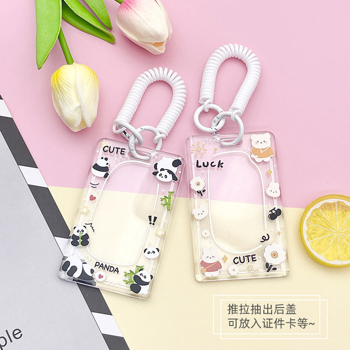 Wholesale Acrylic Cute Cartoon Simple Transparent Card Set Keychain JDC-KC-BoWen004