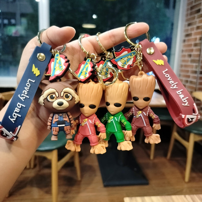 Wholesale Cartoon Doll Galaxy guard keychain tree man Grut three-dimensional schoolbag