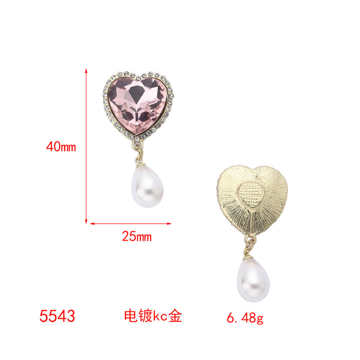 Wholesale Advanced pearl DIY accessories with diamond inlay, light luxury temperament, love crystal tassel alloy accessories, jewelry