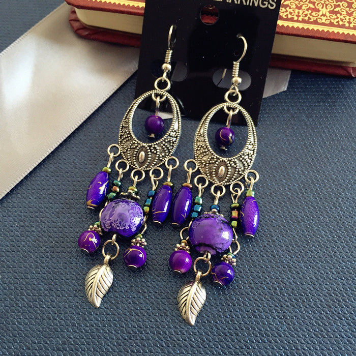 Wholesale Alloy Bohemian Retro Ethnic Style Earrings JDC-ES-Luox008