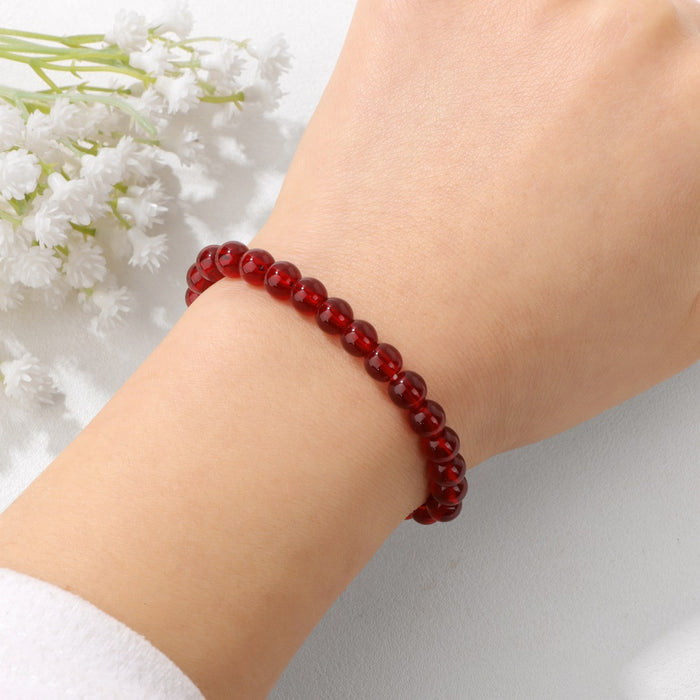 Wholesale 6mm stone bead bracelet with elastic cord card packaging