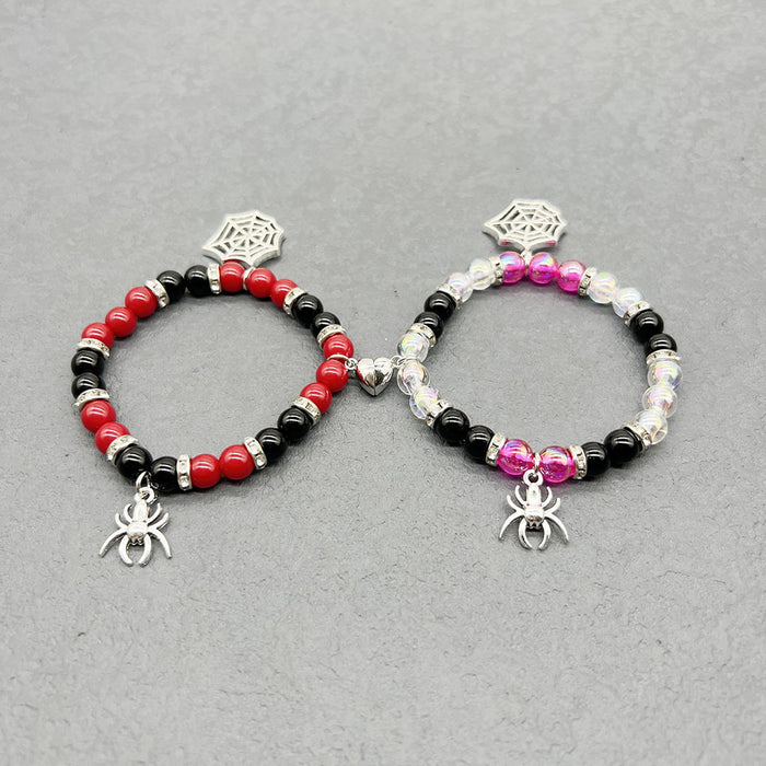Wholesale  Couple Bracelet Red and Black Beaded Bracelet  Pendant Holiday Gift