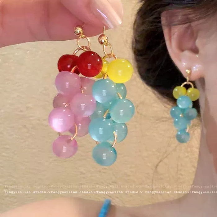 Wholesale Clear Grape Fruit Earrings Plastic Resin Red Fashion Accessory