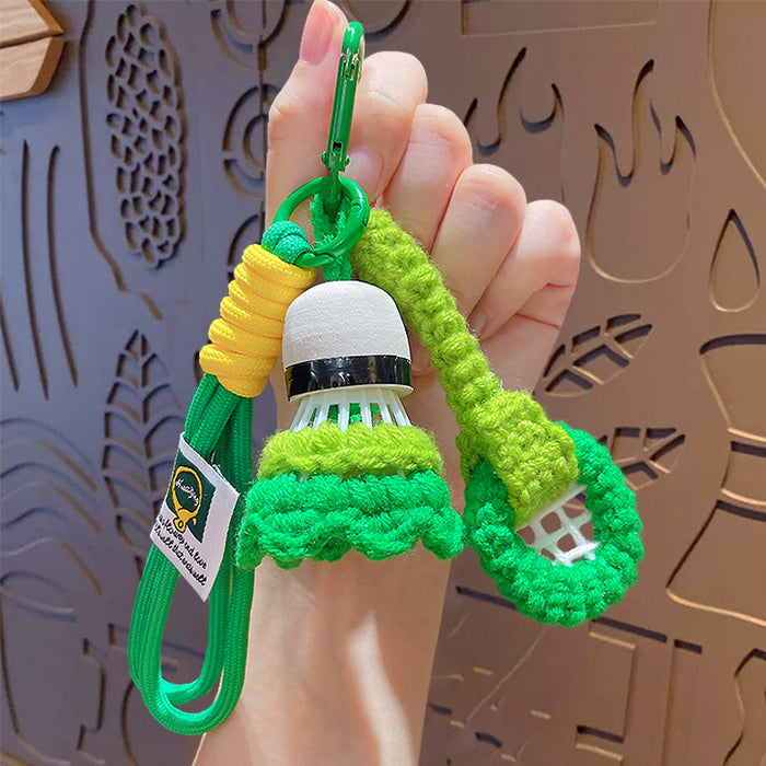 Wholesale Hand-woven badminton pendant wool bag pendant finished woven badminton keychain