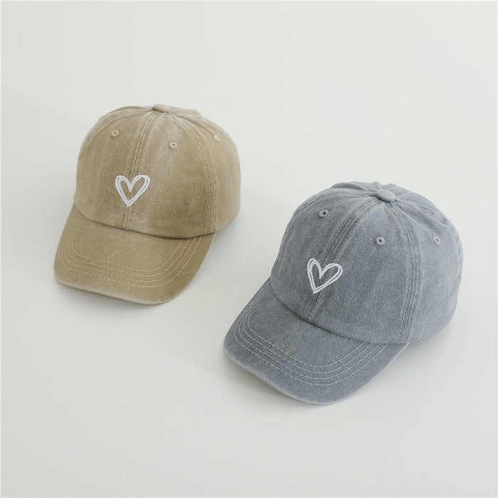 Wholesale Children's Duck Tongue Hat Baby Retro Washed Cowboy Double Love Embroidered Sunshade Baseball Hat