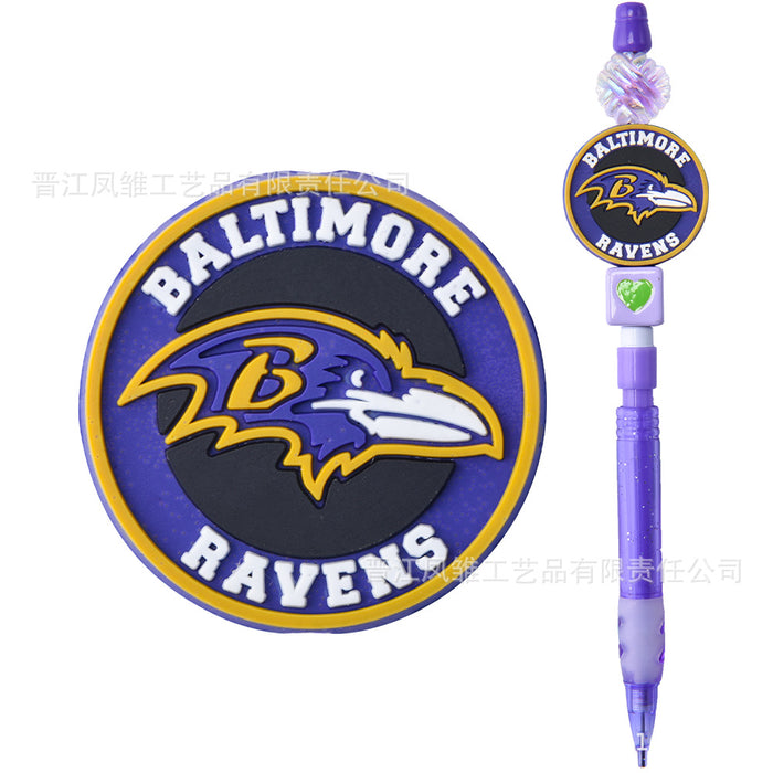 Wholesale 50pcs Rugby team series beads ballpoint pen beaded accessories fun stationery cartoon accessories detachable