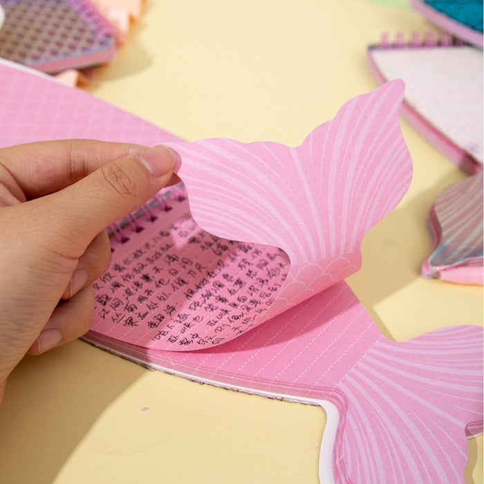 Wholesale Cartoon Loose-leaf Notepad Mermaid Tail Shell Notebook Cartoon Shape Portable Soft Copy Notepad