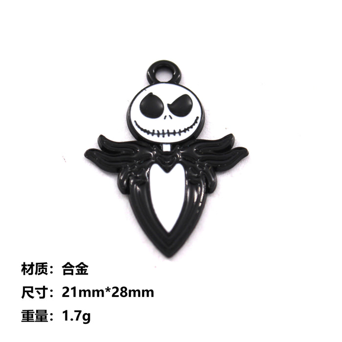 Wholesale 10pcs  Funny Skull Pumpkin Cartoon Accessories Alloy Oil Dropping Pendant Earrings Keychain
