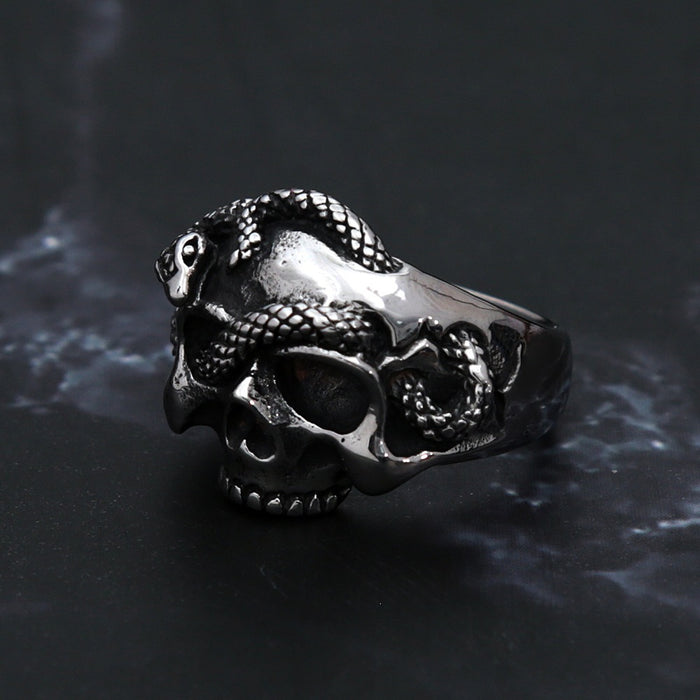 Wholesale Hip Hop Skull Snake Ring Gothic  Dark Style Jewelry Accessory Gift