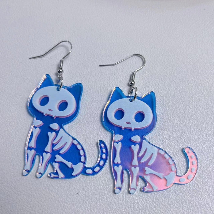 Wholesale Acrylic Skull Earrings Cartoon Hip Hop Punk Ear Studs MOQ≥2