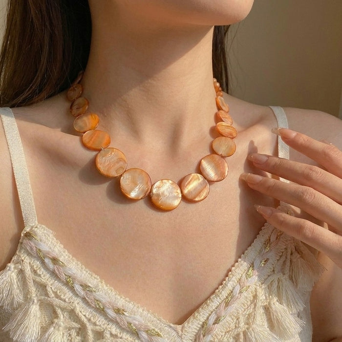 Wholesale Geometric Shell Pendant Necklace Summer Beach Style Layering Jewelry