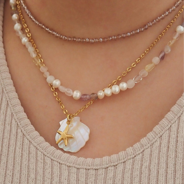 Wholesale Summer Beach Starfish Stainless Steel Necklace JDC-NE-Jif059