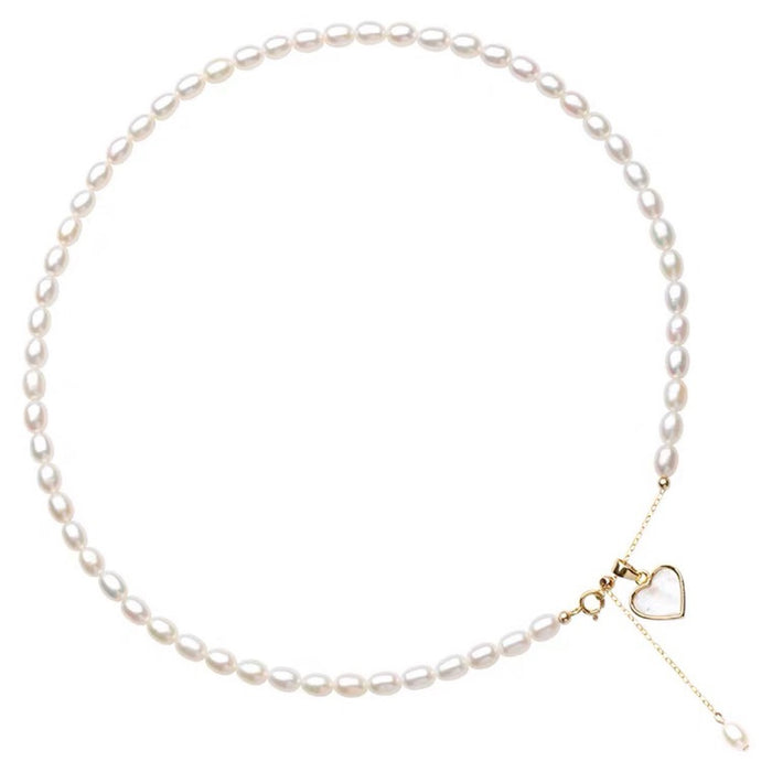 Wholesale Natural Freshwater Pearl Necklace Women's Fashion 18K Gold Plated Chain Necklace Chain