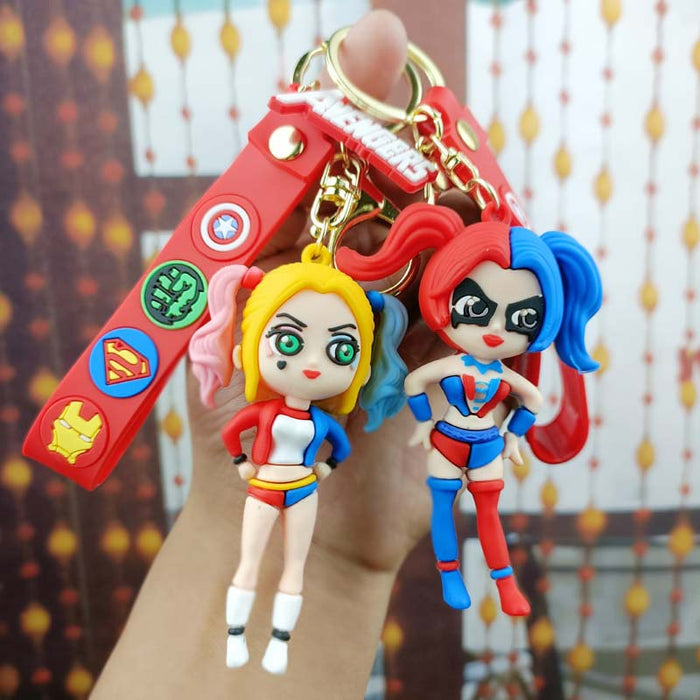 Wholesale Superhero Ugly Harley Quinn Key Chain Student Couple Doll Key Pendant Bag Pendant Key Chain JDC-KC-YYi016