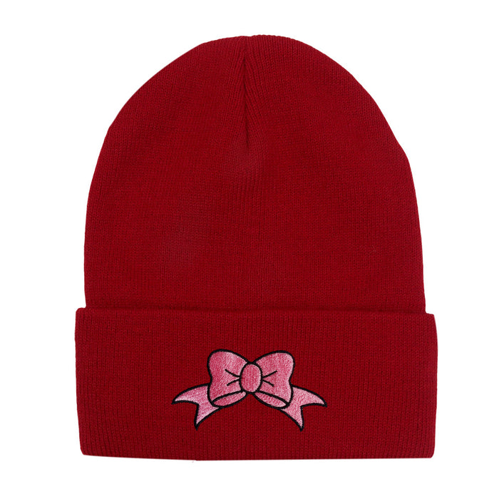 Wholesale Bow Embroidery Acrylic Knitted Hat JDC-FH-HaiPu009