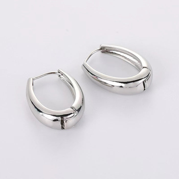 Wholesale Elegant smooth metal ear buckle, geometric elliptical ear ring, retro style earrings
