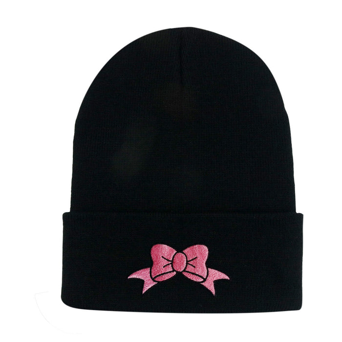 Wholesale Bow Embroidery Acrylic Knitted Hat JDC-FH-HaiPu009