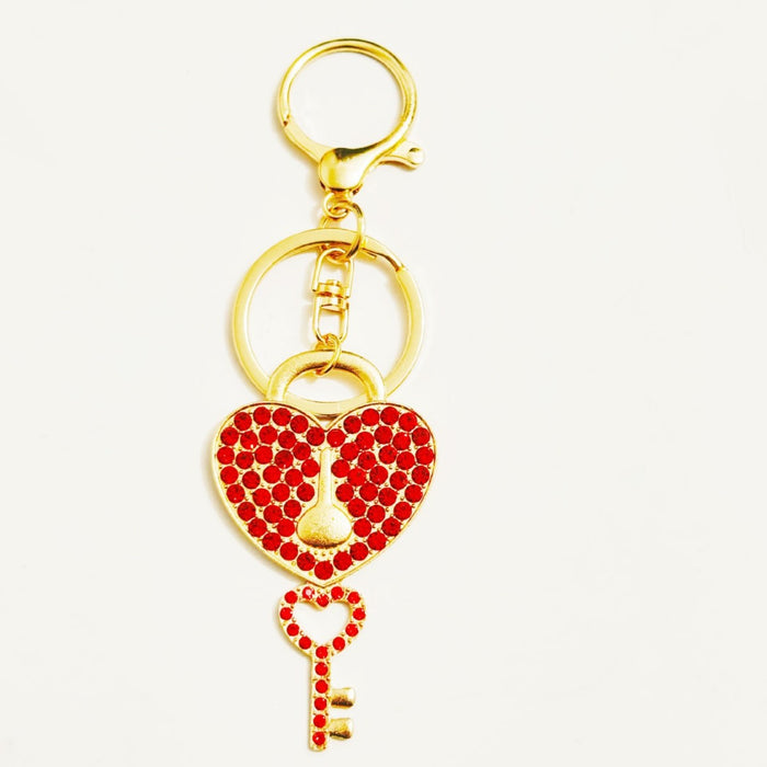 Wholesale Heart Rhinestone Keychain Bag Charm Stylish Keyring For Couple Travel Souvenir Boutique Resale
