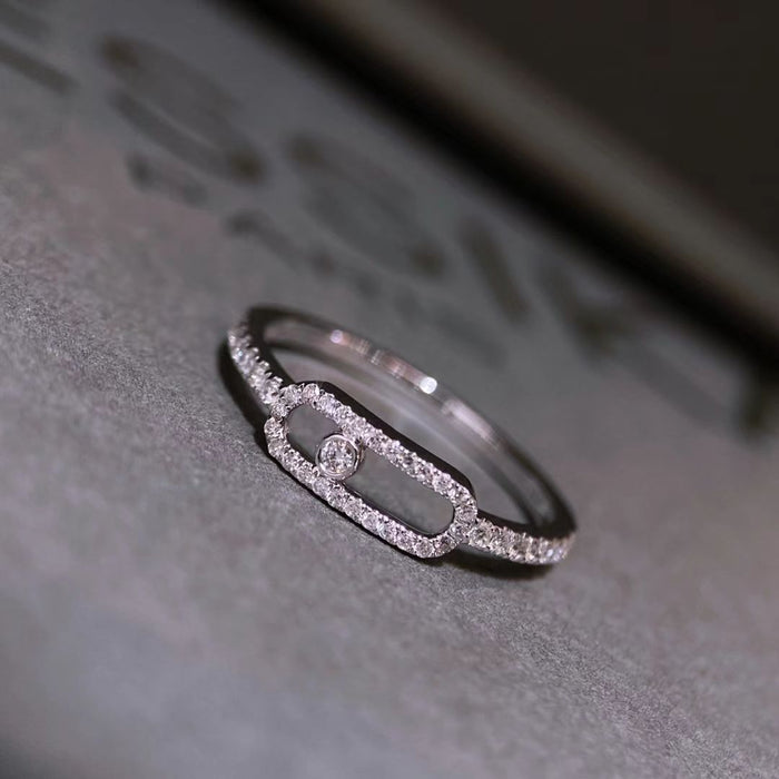 Wholesale Diamond studded single diamond sliding ball ring with versatile temperament and light luxury