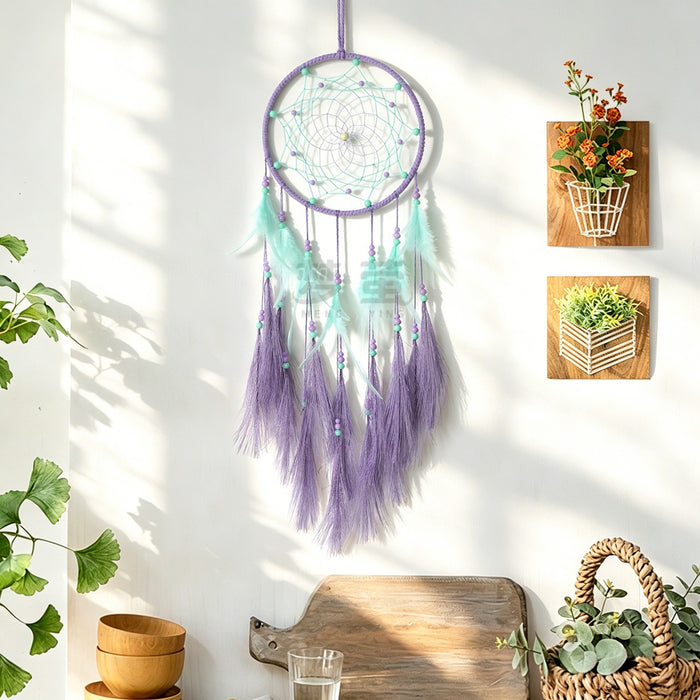 Wholesale Hand Knitted Pampas Grass Dreamcatcher Pendant Nordic Style Wall Decor MOQ≥2