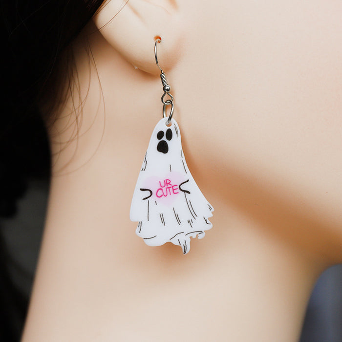 Wholesale Halloween Acrylic Double Sided Printing Cartoon Horror Ghost Earrings JDC-ES-Dagou006