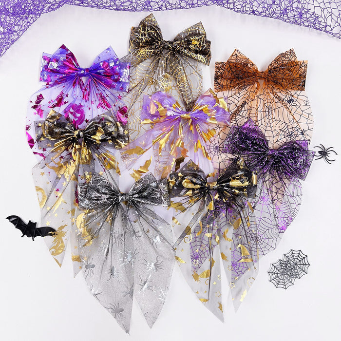 Wholesale  Tulle Bow Hair Clips Black Gold  Web Pumpkin Spring Clip Party Hair Accessory