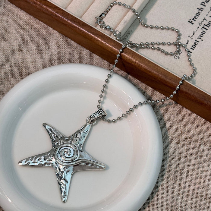 Wholesale Texture Pentagram Necklace with Temperament Versatile Collarbone Chain Accessory