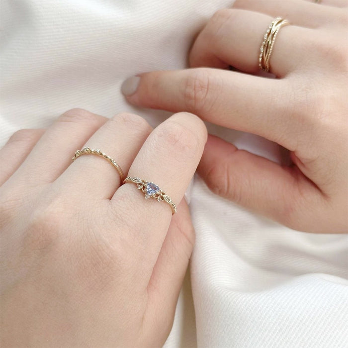 Wholesale Water droplet ice crystal natural light luxury ring earring set