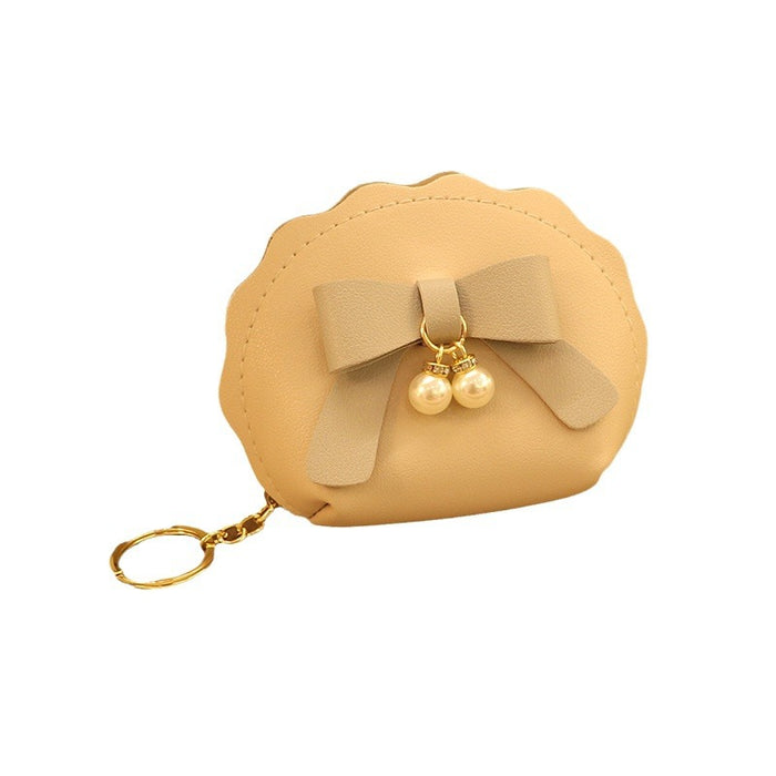 Wholesale PU Leather Pearl Bow Pouch Coin Purse Key Bag Charm Stylish Gift For Women