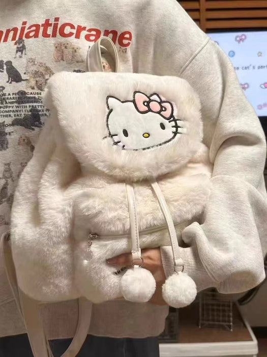 Wholesale Cute cartoon Plush Bag Women's Flapover Backpack Bags