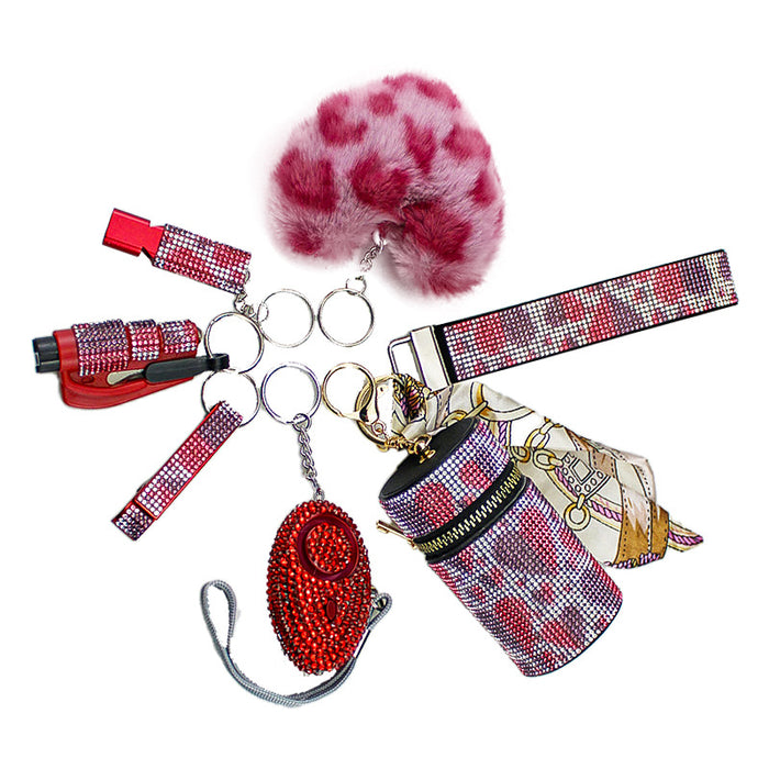 Wholesale 7 Piece Aluminum Alloy Multi Color Personal Alarm Keychain Set Love Theme Fashion Accessory Gift