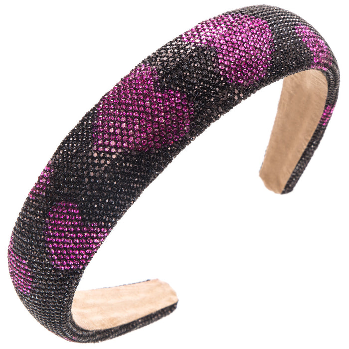 Wholesale Valentine' s Day super sparkly rhinestone-encrusted wide headband with heart pattern