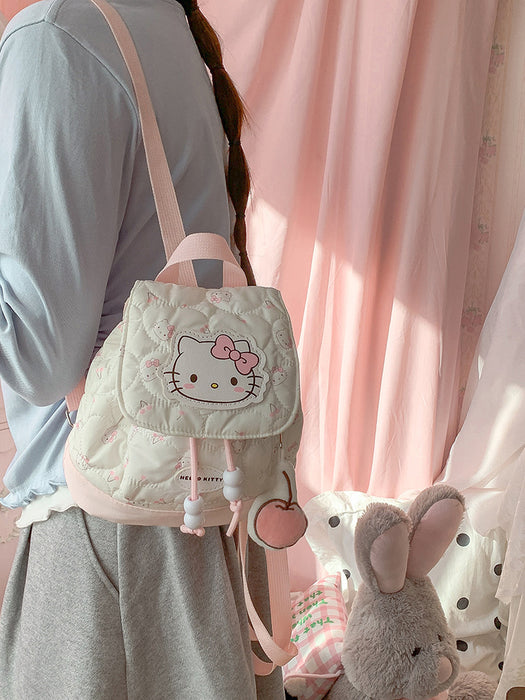 Wholesale Sweet and cute bow-knot cat print flap backpack