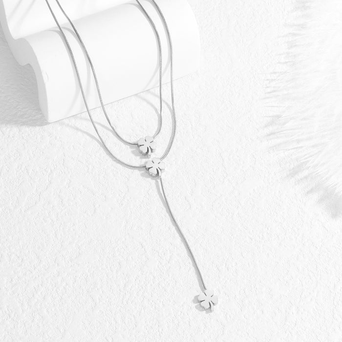Wholesale 2pcs Luxury layered snake bone chain titanium steel necklace
