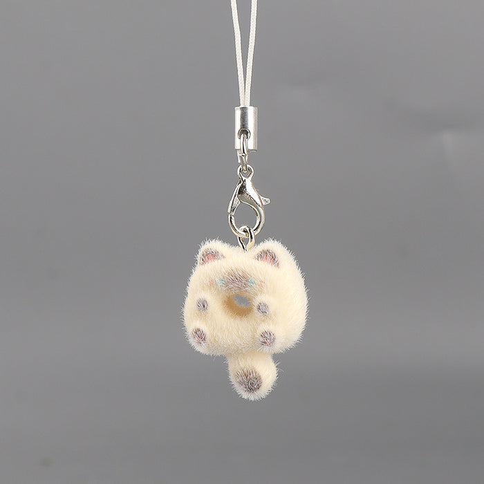 Wholesale Flocked Cat Donut Keychain