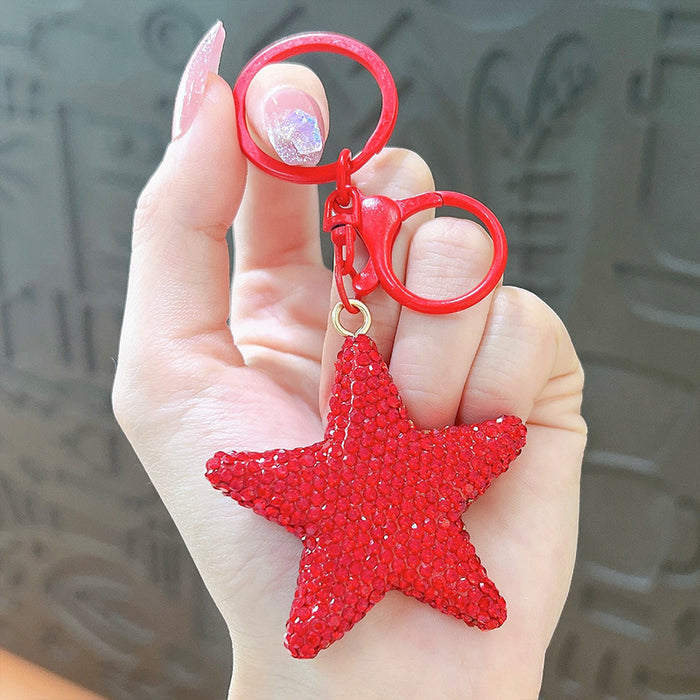 Wholesale Full Diamond Five-pointed Star Zinc Alloy Keychain JDC-KC-YanG070