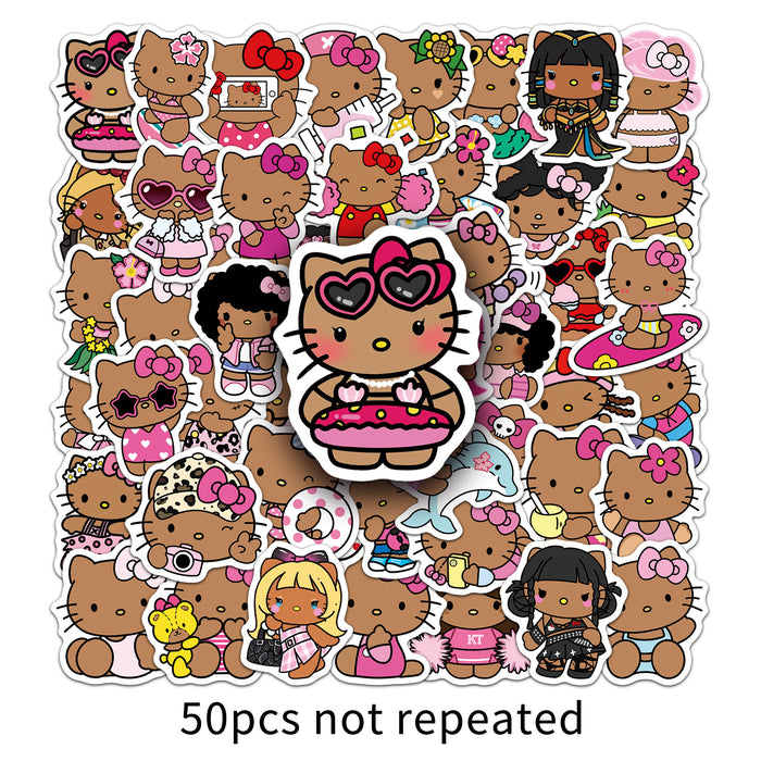 Wholesale 50pcs Black cat cartoon stickers cute personality decoration mobile phone case water cup stickers