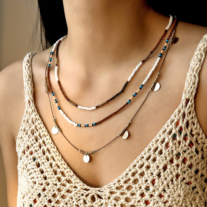 Wholesale Bohemian style beaded necklace suit multi-layer clavicle chain jewelry