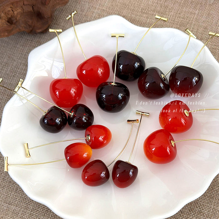 Wholesale Resin Cherry Earrings - Trendy Fruit Design Fashion Accessory
