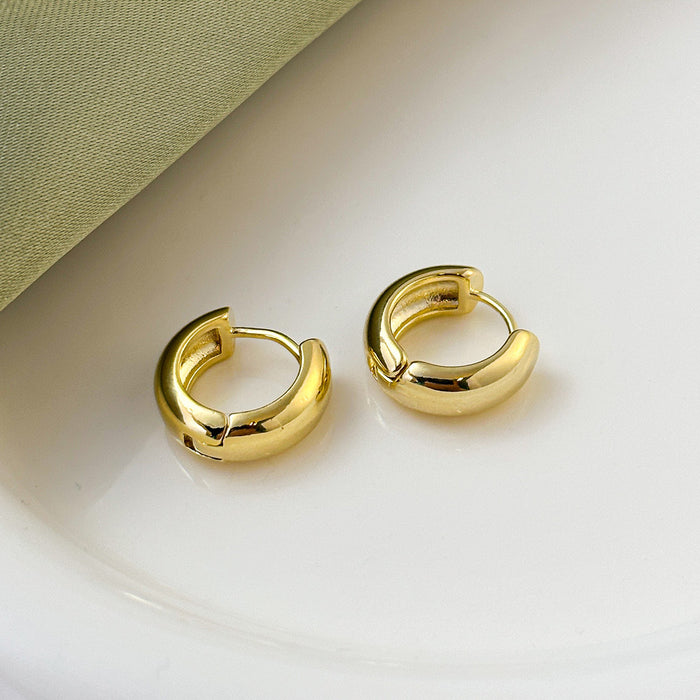 Wholesale Ladies' high-end copper material smooth concealed buckle versatile circle earrings in stock